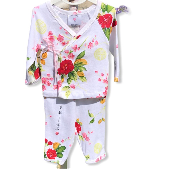 NWT 6 Mo Kimono Set w Hat in Tulle Gift Bag - Picture 12 of 16